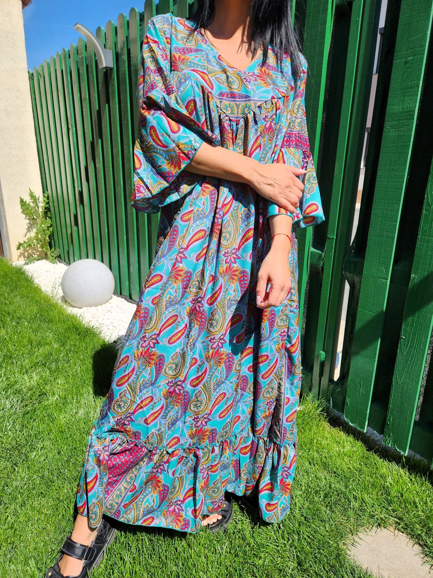 Rochie Lunga cu Motive Florale Daria 3 (MARIMI MARI 4XL-6XL)