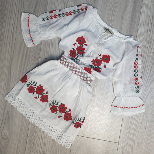 Set bluza si fusta Traditionala Brodata de Copii elena 1 - LUX